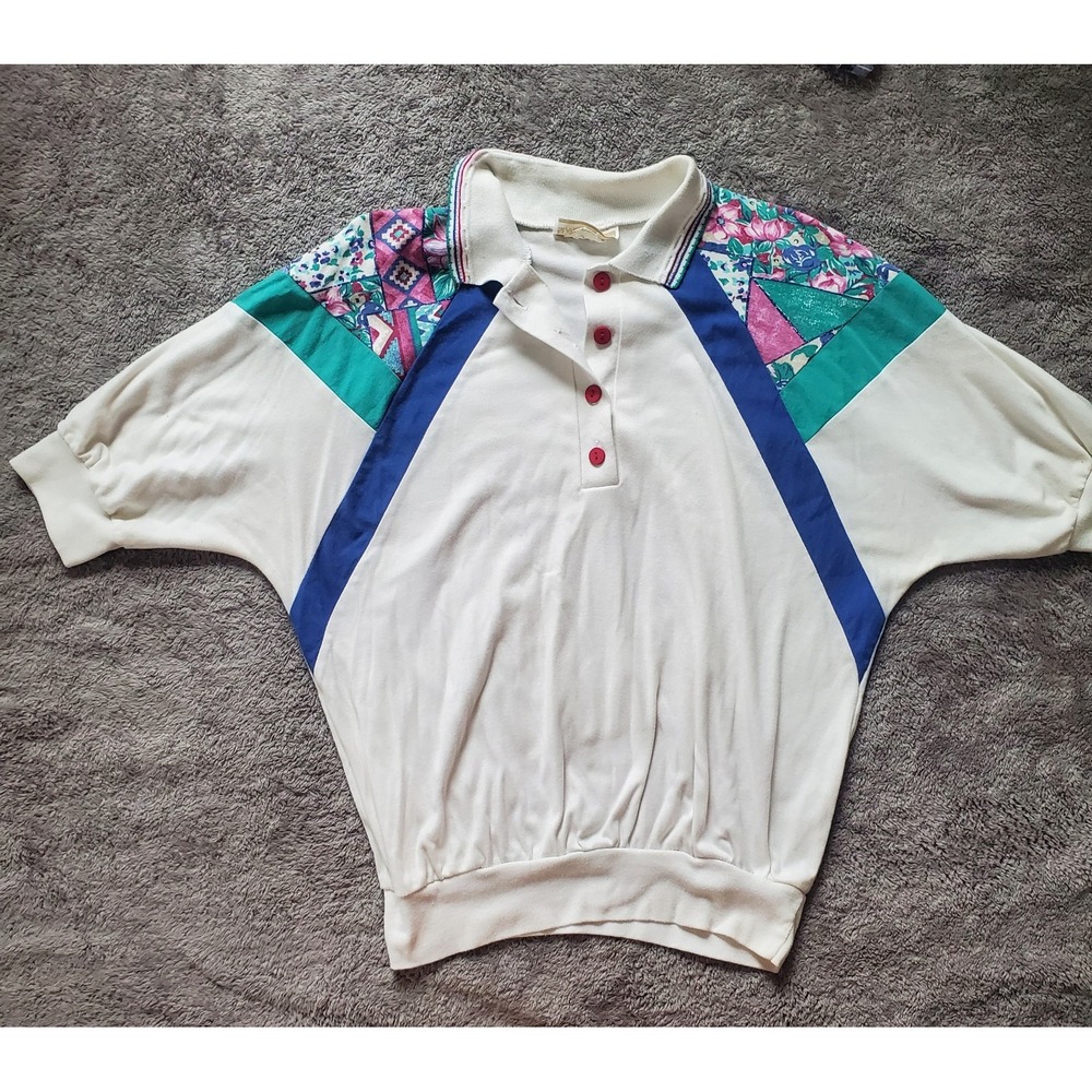 Vintage 80s Made in USA Season Ticket Colorblock Top size L